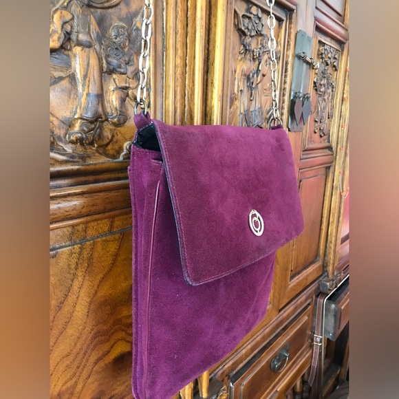 Vintage Suede Dark Plum Crossbody/Shoulder bag Made in Canada - Picture 15 of 16